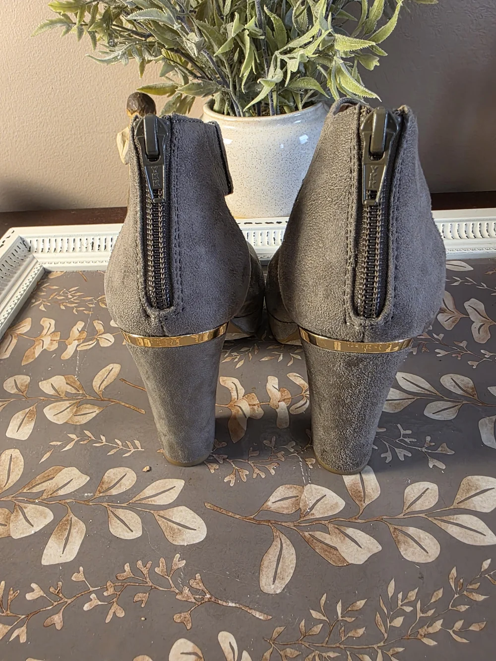 REPORT ~ Taupe Suede Open-Toe Heels - Elegant Cutout Booties